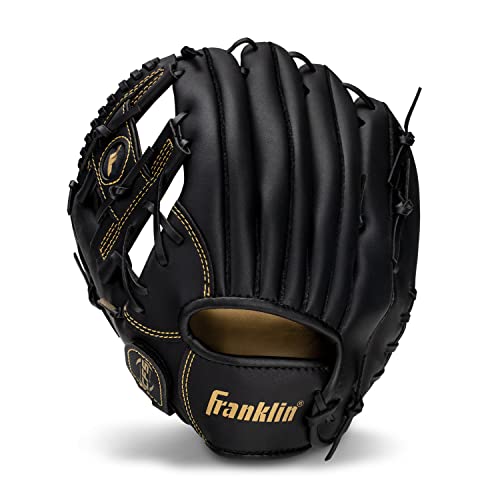 Franklin Sports Field Master Baseball + Softball Glove - Field Master Adult + Youth Baseball + Softball Mitt - Men's + Women's Gloves - Right Hand Throw - color: Black/Gold, style: 11" - I Web