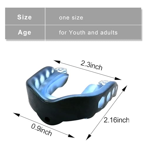 Football Mouth Guard, 2Pcs Mouthpiece Football, Youth Sports Mouth Guard with Strap Mouthguards for Youth and Adult Athletes, Hockey, Rugby, Boxing and Lacrosse