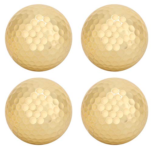 Golden Golf Balls, Pack of 4, Portable Double Layer Gold Plating, Professional Practice Balls for Golfers, Lovers, Beginners