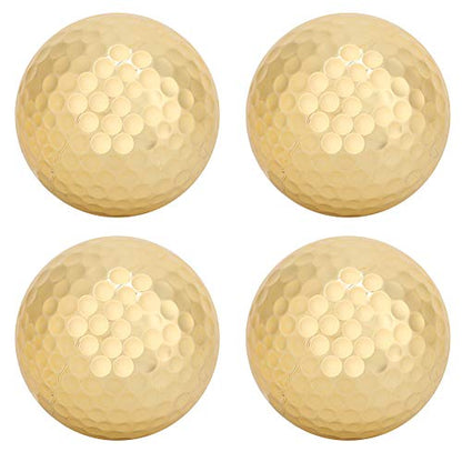 Golden Golf Balls, Pack of 4, Portable Double Layer Gold Plating, Professional Practice Balls for Golfers, Lovers, Beginners