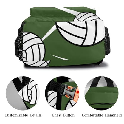 Volleyball Player Number Team Name Green Personalized School Backpack for Teen Kid-Boy/Girl Primary Daypack Travel Bookbag - color: Option 36