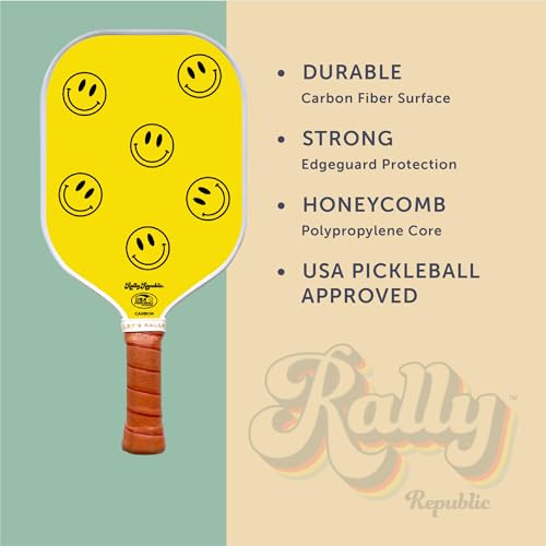 Officially Licensed Pickleball Paddle - USA Pickleball Association Approved Racket - Lightweight Honeycomb Core, Carbon Fiber Exterior, Premium Leather Grip for Comfort
