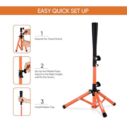 Baseball Softball Tee for Kids Toddles Youth Batting Hitting Tee T Ball Set Stand for Baseball Trainer Easy Adjustable Height 20.5''-29.5''Portable w/Carry Bag for Indoor Outdoor