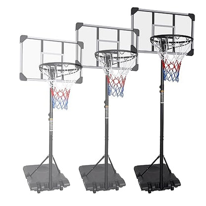 Portable Basketball Hoop, 5.6ft - 7ft Adjustable Basketball Hoop Goal System for Teenagers and Adults in Outdoor/Indoor, 28 Inch Shatterproof Backboard and Wheels