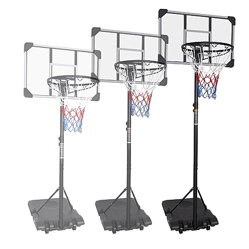 Portable Basketball Hoop, 5.6ft - 7ft Adjustable Basketball Hoop Goal System for Teenagers and Adults in Outdoor/Indoor, 28 Inch Shatterproof Backboard and Wheels