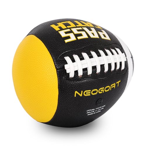 PassCatch Training Football, Fatherless Bounce Back Football Training Equipment Composite Leather Improving Enhance Solo Passing Catching Skills Offical Size(Ages 14+,Deflated)