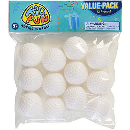 Quality Plastic Golf Balls, 12 Pack