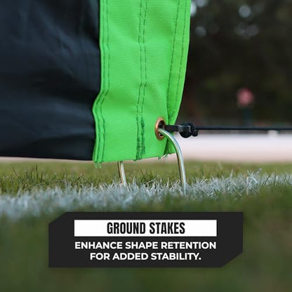 Soccer Goal Target Net - 24ft x 8ft Scoring Training Equipment - Improve Kick Practice Shooting Targets, Portable Football Target Sheet with Carry Bag, Ground Stakes, Bungee Cord Included