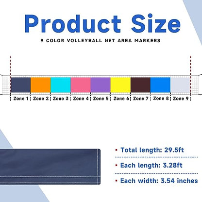 Libima Volleyball Net Zone Tape Setter Training Equipment Volleyball Net Measure Chain Hitting Target Zone Practice Training Aid Equipment for Referee Outdoor Indoor Strategic Trainer