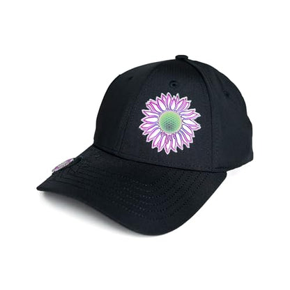 Ladies Adjustable Hats - Tee Holder with Tees & Bill Magnet with Ball Marker - 100% Custom Made - color: Black Out, style: Offset