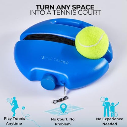 Tennis Buddy, Tennis Trainer Rebound Ball Set with Base and Balls, Beginners Portable Self Practice and Tennis Rebounder Trainer, Turn Any Space into a Tennis Court - color: With 2 Balls