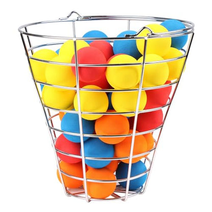 Intech 48 Multi-Color Foam Golf Balls with Metal Range Basket, Soft Limited Flight Practice Golf Balls for Backyard or Indoor Use
