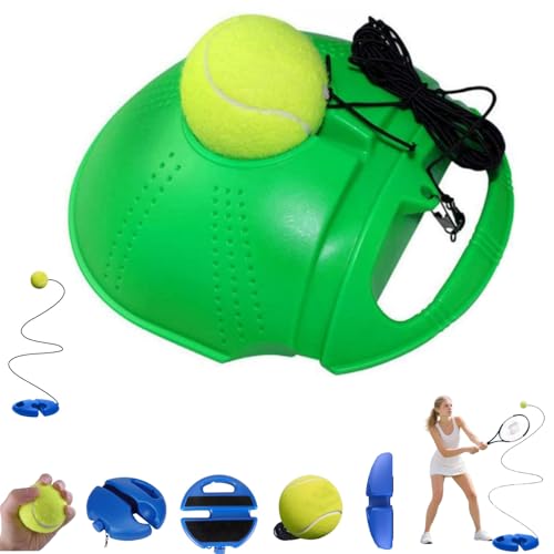 HISKI Tennis Ball Training Baseboard, Tennis Trainer Equipment Set, Tennis Trainer Ball with String, Tennis Trainer Rebound Ball, Multifunction Tennis Practice Rebounder for Backyard - color: Green-1PC