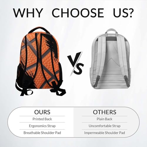 Mercuryelf Personalized Basketball Backpack for Boys - Custom Kids School Bookbag 17 Inch Large Capacity Daypack for Youth Athlete - color: Orange