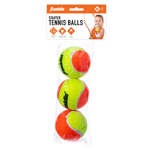 Franklin Sports Starter Tennis Balls - Pressureless, Low Bounce for Beginners - Great for Training + Practice - 3 Pack - All Court Surface