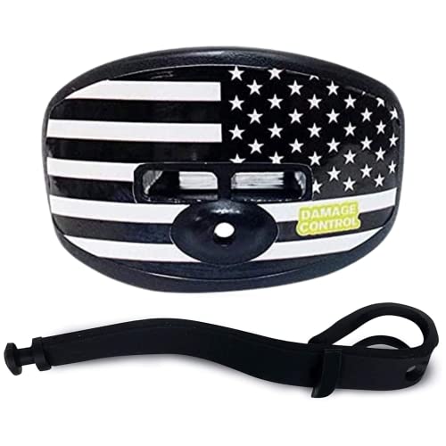 DAMAGE CONTROL Pacifier Mouthpiece – Football Mouthguard with Helmet Strap, Protects Teeth, Jaw & Mouth – Mouth Piece for Sports, No Boiling, Allows Airflow – Gear for Adults & Youth - color: Battle Flag
