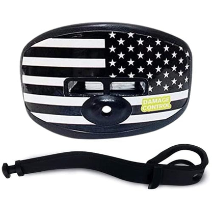 DAMAGE CONTROL Pacifier Mouthpiece – Football Mouthguard with Helmet Strap, Protects Teeth, Jaw & Mouth – Mouth Piece for Sports, No Boiling, Allows Airflow – Gear for Adults & Youth - color: Battle Flag