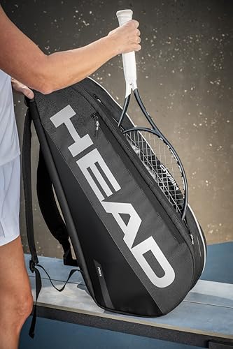 HEAD Tour Racquet Bag M (6R) Tennis Bag - Holds Up to 6 Racquets, CCT+ Climate Control Technology, 2 Main Compartments, Shoe Pocket & Backpack Carry System - color: Black