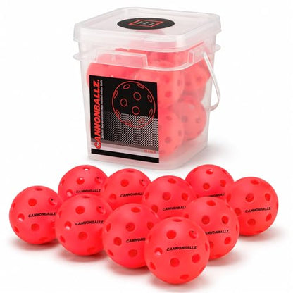Cannonballz - Indoor Pickleball Balls Multi-Pack – 26 Hole Fluorescent Ember Pickleball Balls, USAPA Approved Indoor Pickleballs for Training, Practice & Tournament Performance
