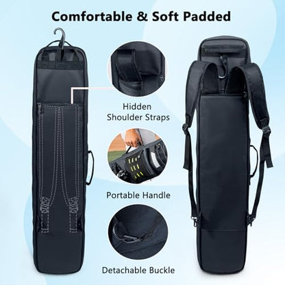 Rolling Baseball Bat Bag with Wheels, Large Capacity Gear Bag Holds 4 Bats, Reinforced Hard Base & Structured Back Panel, Top & Bottom Grab Handles, Shoe & Helmet Compartments for Youth &Adult Players - color: Black - Slim Style - No Wheels