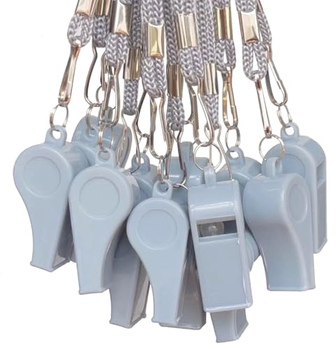 20 Pcs Plastic Loud Whistles with Lanyard for Referee Coaches Basketball Football Sports Training Game Event Lifeguard Survival Emergency Fun School Kids Tool Set Suppliers - color: Grey