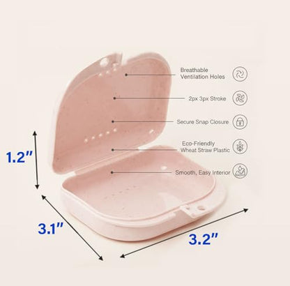 LA MIERE Wheat Straw Box Cute Retainer Holder Dental Thin Container Braces Case, Night Mouth Guard Aligner Case, Cotton candy - color: Cotton candy