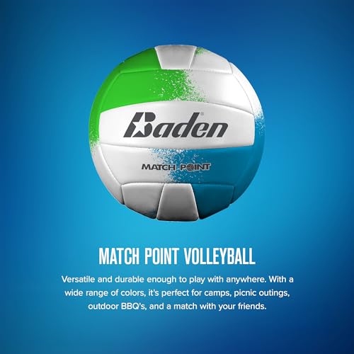 Baden | Match Point | Cushioned Synthetic Leather | Outdoor Recreation Backyard Volleyball + College Camp Ball | Official Size 5