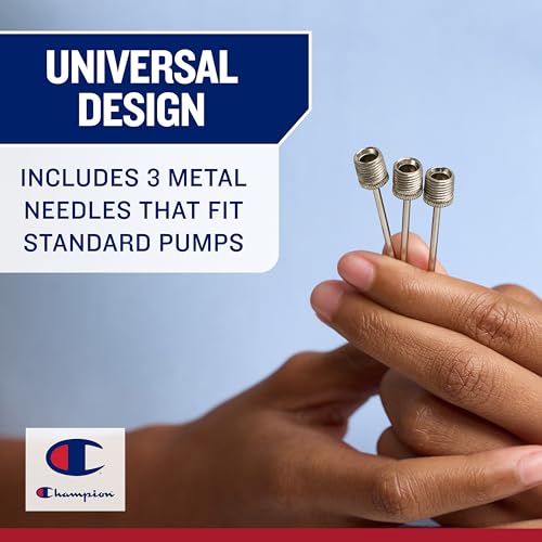 Champion Replacement Ball Pump with Metal Inflation Replacement Needles for Sports Balls with Compact Case, Compatible with Most Pumps for Basketball, Soccer, Football, Volleyball & Yoga Balls