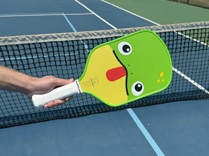 Funny Pickleball Paddles | USAPA Approved Paddle | T700 Carbon Fiber Surface | Propropylene Honeycomb Core | Non-Slip Cushion Grip | Single Paddle | High Grit & Spin | Fun Design - color: Frog