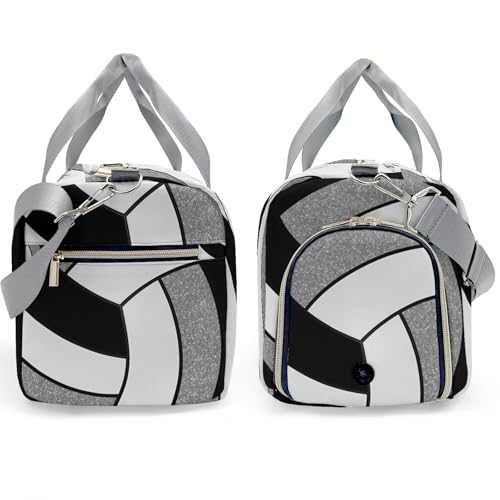 Personalized Custom Volleyball Gray Print Travel Duffel Bag Large Capacity Multifunctional Sports Daypack with Name - color: Volleyball 4