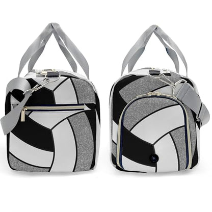 Personalized Custom Volleyball Gray Print Travel Duffel Bag Large Capacity Multifunctional Sports Daypack with Name - color: Volleyball 4