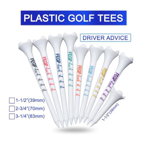 1 ½” Plastic Golf Tees - These Short Golf Tees are Perfect for Irons, Hybrids, Par Threes, Low Profile Woods, and the Driving Range -Pack of 50 Bulk White Durable 4 Prongs Plastic Tees
