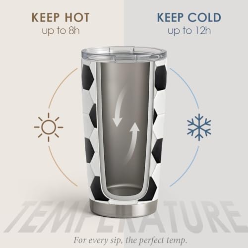 Soccer Tumbler 20oz Stainless Steel Insulated, Travel Coffee Cup, Sport Tumblers Gifts for Soccer Lovers, Men Women, Coach, Birthday, Christmas - color: Soccer