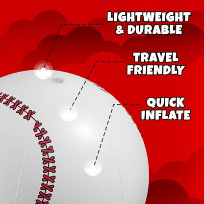 Inflatable Baseball Beach Balls (6 Pack) - 16-Inch Durable Beach Balls for Kids, Summer Pool Toys, Baseball Party Favors, Sports Theme Decorations, & Giveaways - style: 6-Pcs Baseball Beach Balls