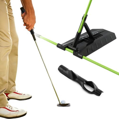 Golf Alignment Stick Holder Kit, Golf Training Aid Angle Adjustable with 6 Fiberglass Alignment Rods and ABS Angle Board, Swing Path Trainer Board for Backyard Practice