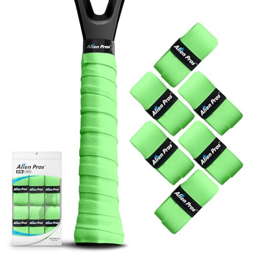 ALIEN PROS New Model M-Tac Tennis Racket Grip Tape (6 Grips) Tennis Overgrip Grip Tape Tennis Racket Tac Feel Tennis Grip – Wrap Your Racquet for High Performance (6 Grips) - color: Neon Green