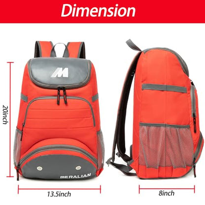 Baseball Bag - Lightweight Softball & T-Ball Backpack with Shoe Compartment for Equipment & Gear - color: RED