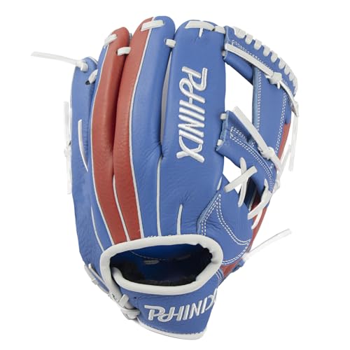 PHINIX Full Grain Leather Baseball Glove Sizes 11Inch -12 Inch - color: Blue&Red-1, size: 11.5“