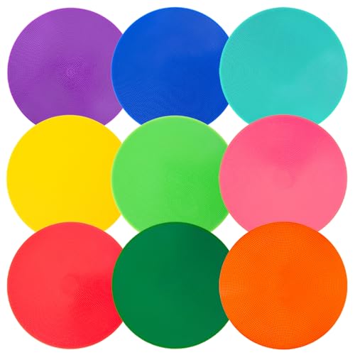 Spot Markers 4 Inch 9 Inch Non Slip Rubber Floor Markers Flat Field Cones Poly Dots for Soccer Basketball Sports Speed Agility Training and Drills - style: 9inch 9pcs