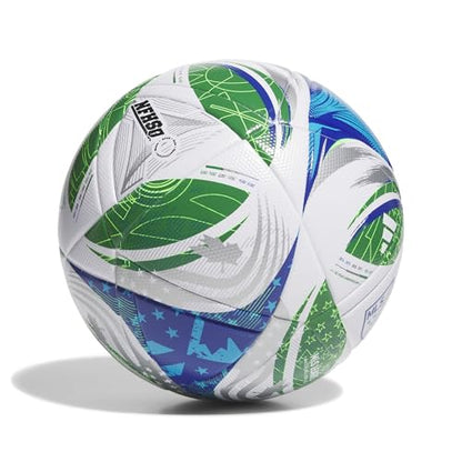 adidas Unisex MLS Soccer Ball - color: League White/Green/Glory Blue/Solar Blue, size: 4