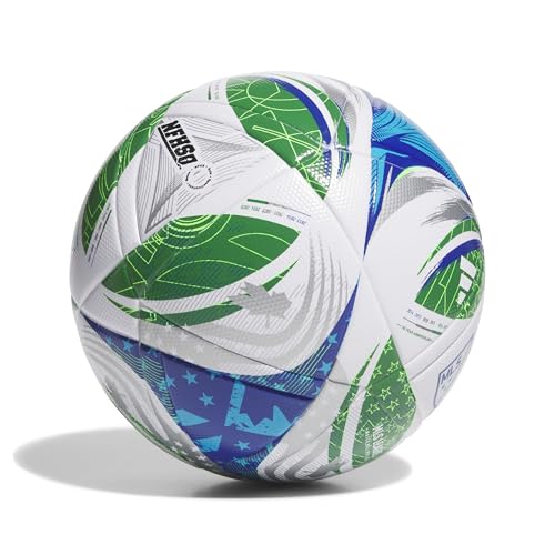adidas Unisex MLS Soccer Ball - color: White/Green/Glory Blue/Solar Blue, size: 5