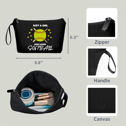 Softball Accessories for Girls Small Treat Makeup Bag Gifts From Sister Softball Birthday Sister Gifts for Girls Women Her Bff Bestie Best Friend Sister - color: softball 1H