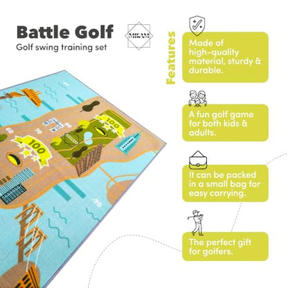 MIKAM Golf Hitting Mat Indoor & Outdoor, Golf Practice Mat for Women and Men, Golf Hitting Mat with Realistic Grass Surface, Portable Indoor Golf Practice Mat, Training Equipment for Golf Lovers
