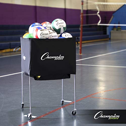 Champion Sports Volleyball Cart & Equipment Storage, Durable Aluminum Frame for High Volume Practices & Training Sessions, 24 to 40 Ball Storage Sizes