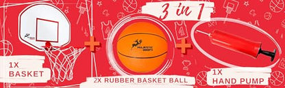 Majestic Hoops Mini Basketball Hoop - Indoor Basketball Hoop - Durable Plastic Basketball Hoop for Kids and Adults - No Assembling - Premium Basketball Game with Ball and Pump