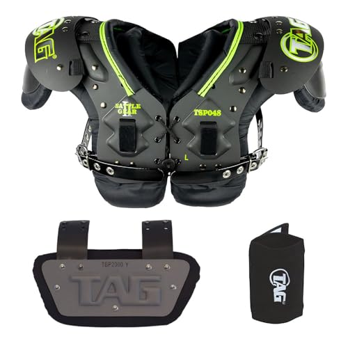 TAG Battle Gear II Youth Football Shoulder Pad TSP48 (Buckle Side Strap) - size: Large, style: Bundle
