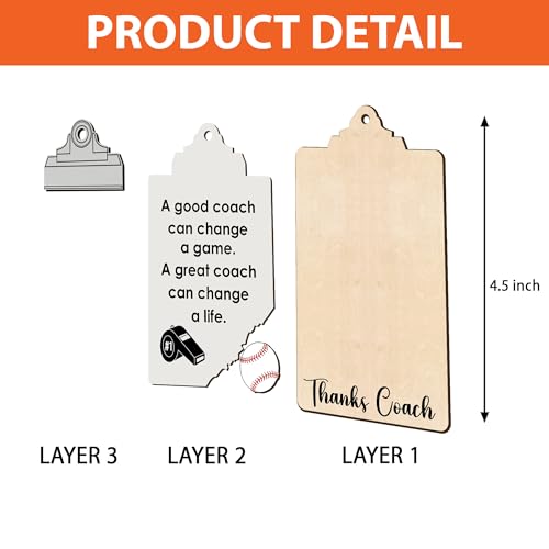 Basketball Coach Thanks Clipboard Sports Collection Coach's Whistle Soccor, Football, Baseball, Basketball, Volleyball Coach Ornament, Coach Christmas Ornaments, Sport Coach Gifts Team Wood 3 Layers