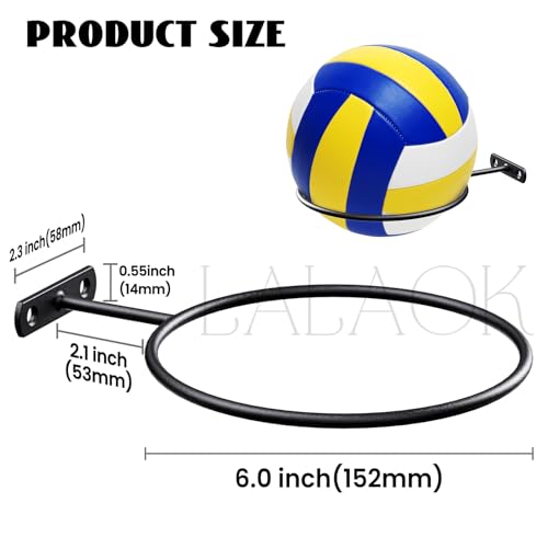 LALAOKS Basketball Holder Wall Mount for Basketball, Soccer Ball, Volleyball, Football, Rugby - size: 6in/30Pack