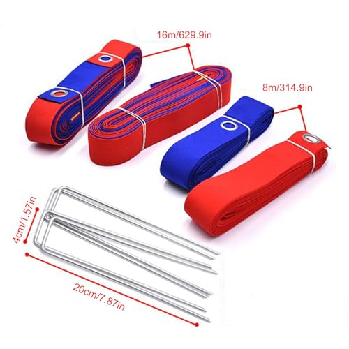 Portable Volleyball Court Boundary Lines for Sand Ideal for Beach Lawn Park Home and Outdoor Workouts Easy to Transport and Set Up (Red and Blue sandbags)