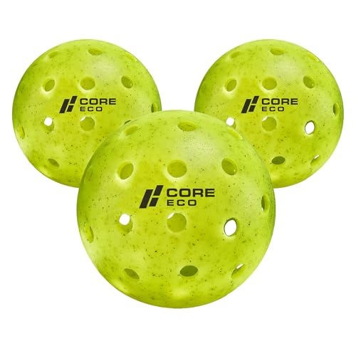 CORE Pickleball-ECO Ball | Outdoor Pickleball Balls - Official Ball-Pickleball World Cup & USAPA Tournament Approved - Durable, Regulation Size - High Visibility Neon, 3 Balls